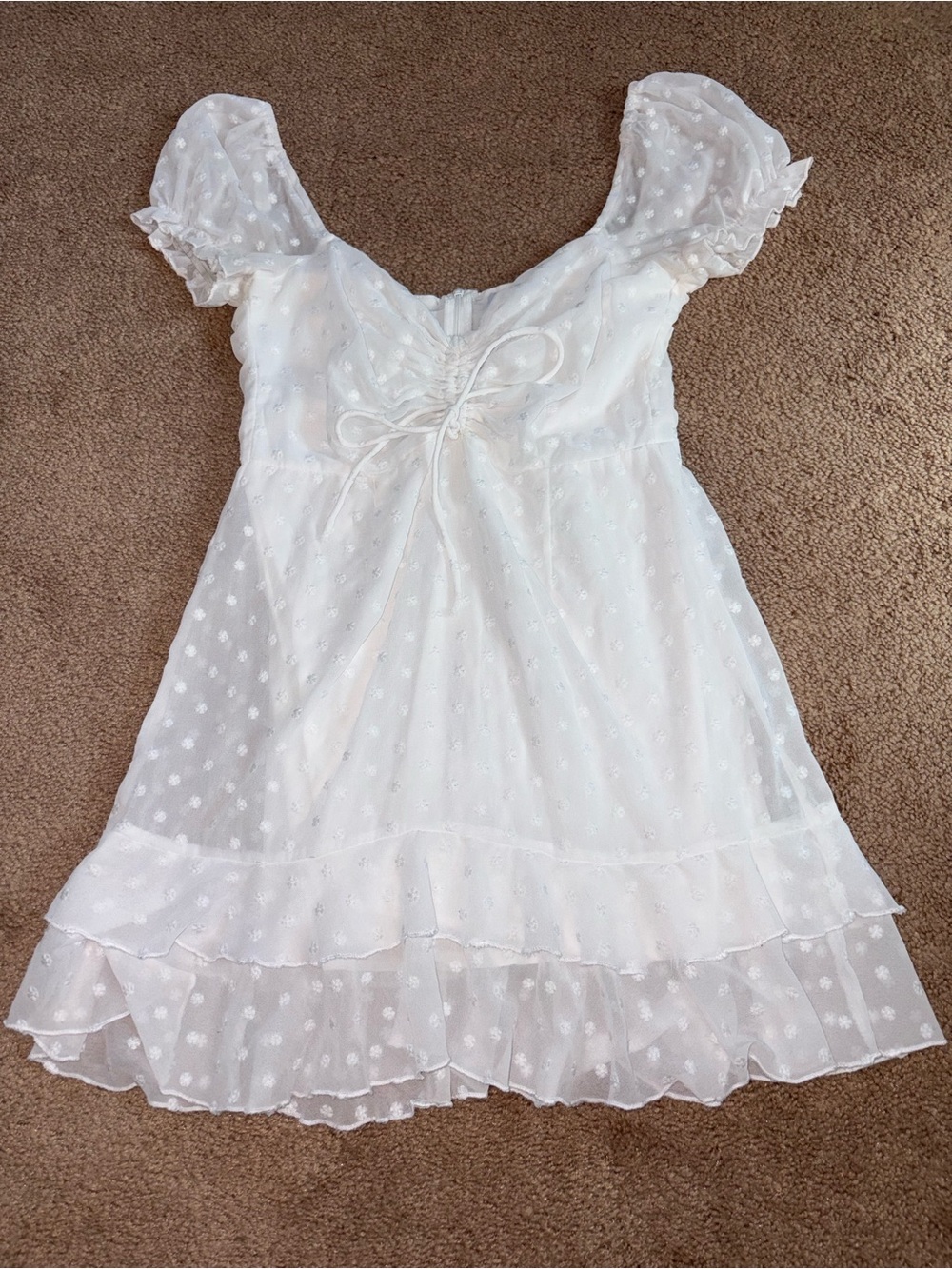 Princess Polly White Swiss Dot Mini Dress
